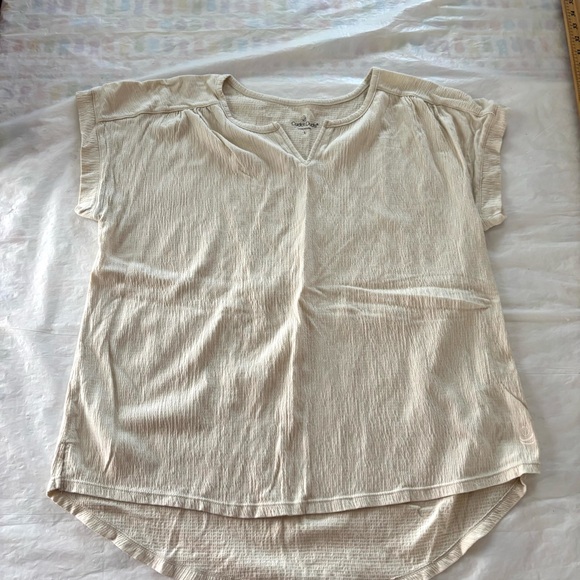 Cuddl Duds Cream Short Sleeve Tee textured SZ L Worn 1X - Picture 7 of 8